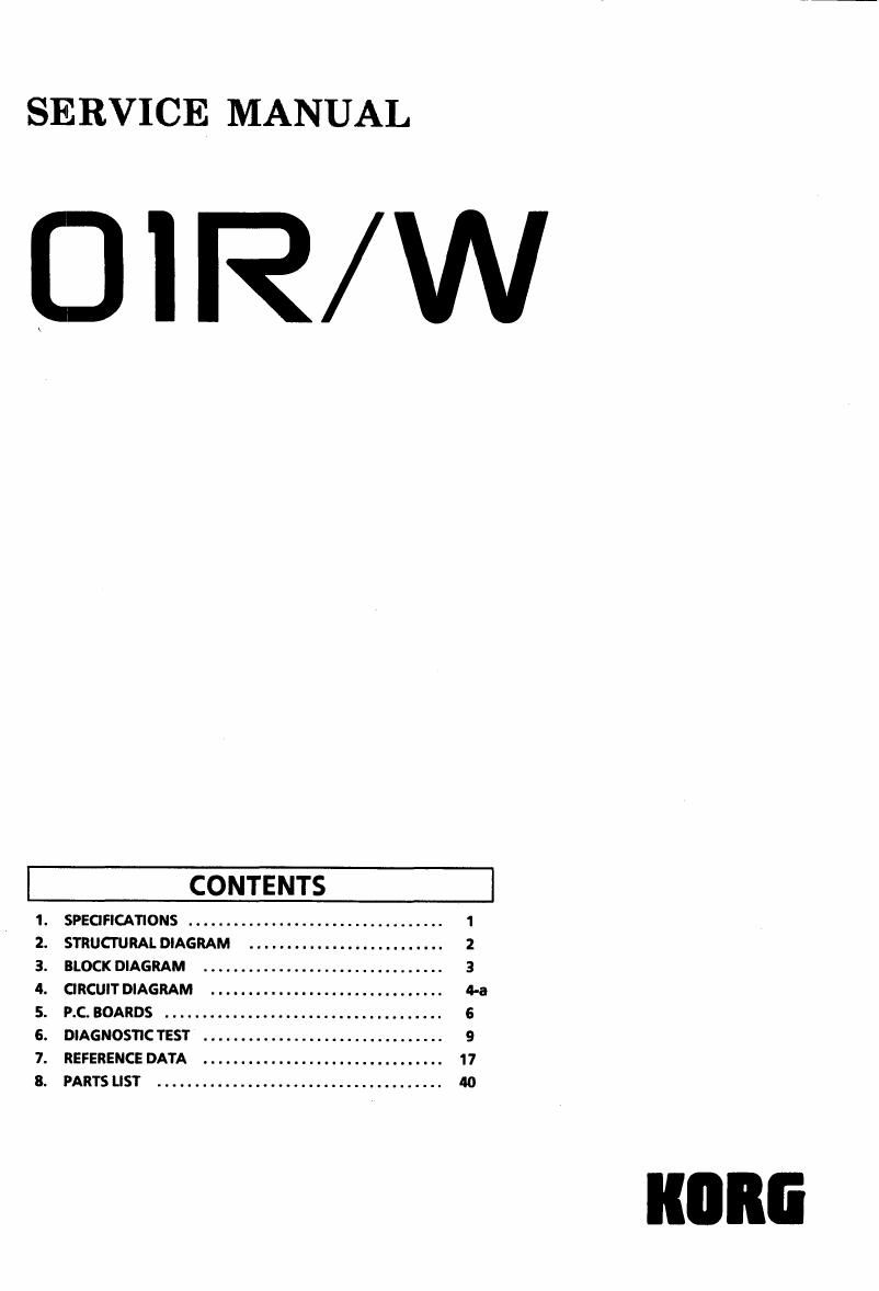 KORG 01RW SERVICE MANUAL