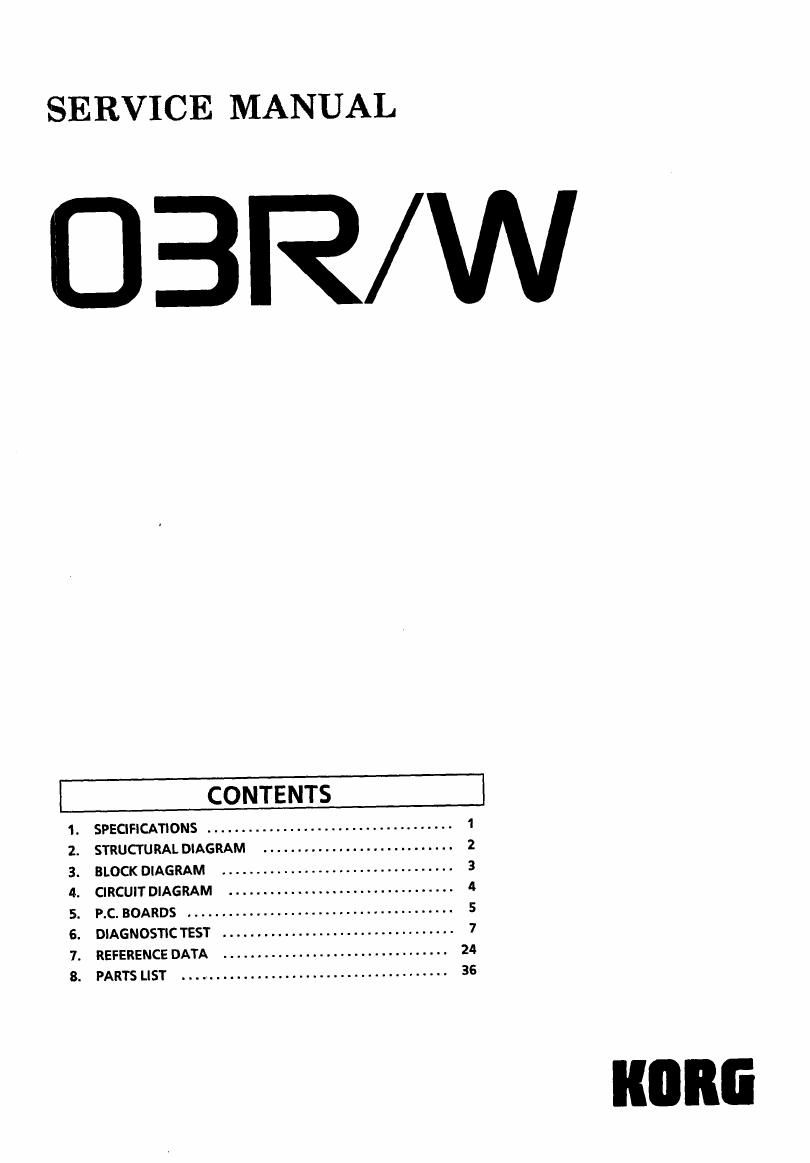 KORG 03RW SERVICE MANUAL