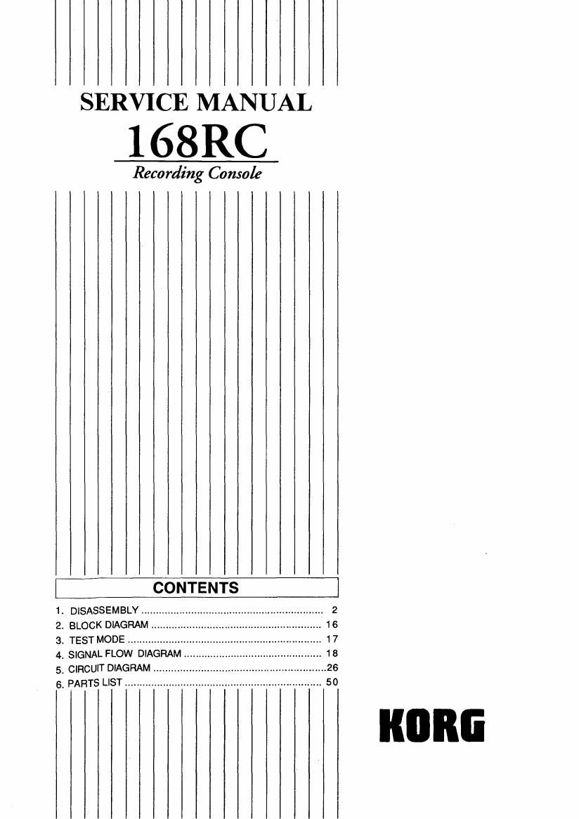 KORG 168RC SERVICE MANUAL