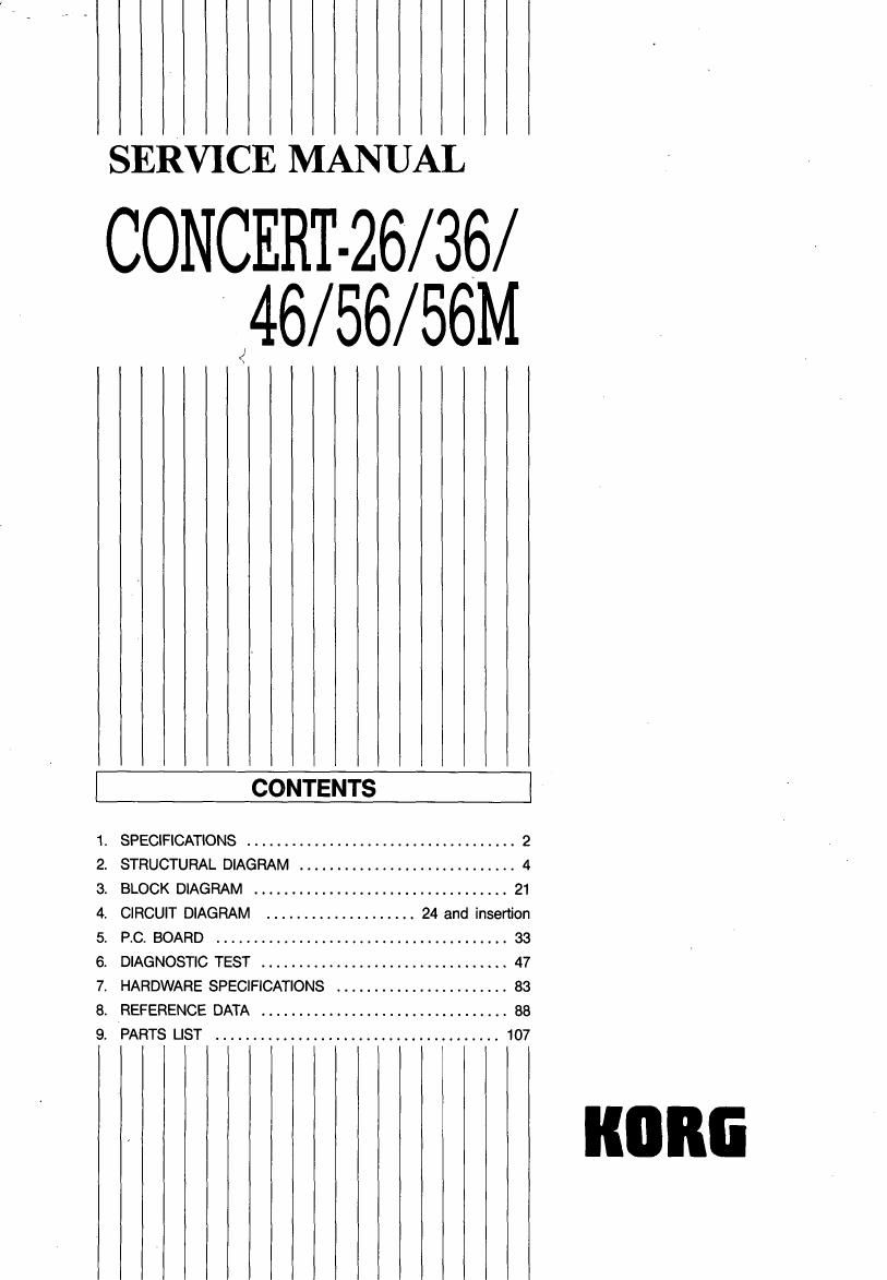 KORG CONCERT 26 56M SERVICE MANUAL