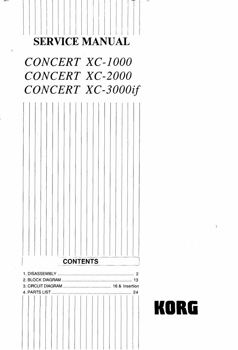 KORG CONCERT XC1000 XC2000 XC3000IF SERVICE MANUAL