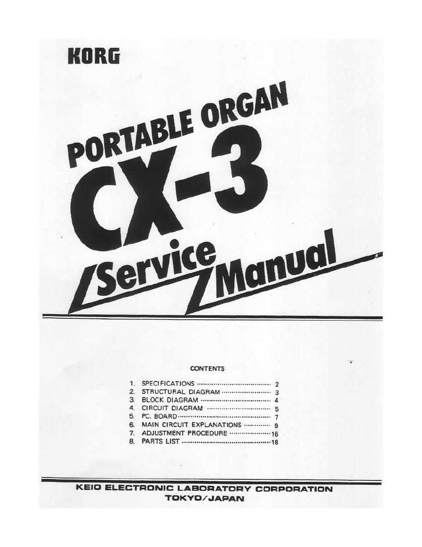 KORG CX 3 SERVICE MANUAL
