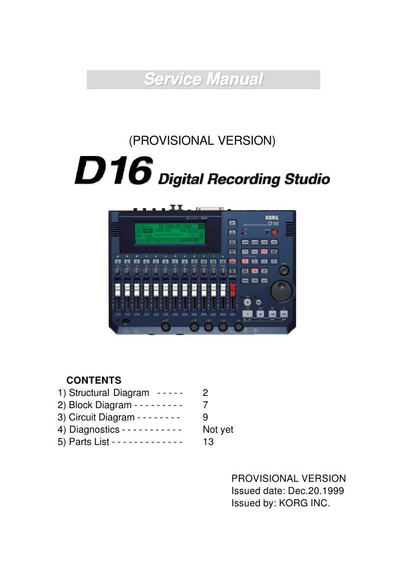 KORG D16 SERVICE MANUAL