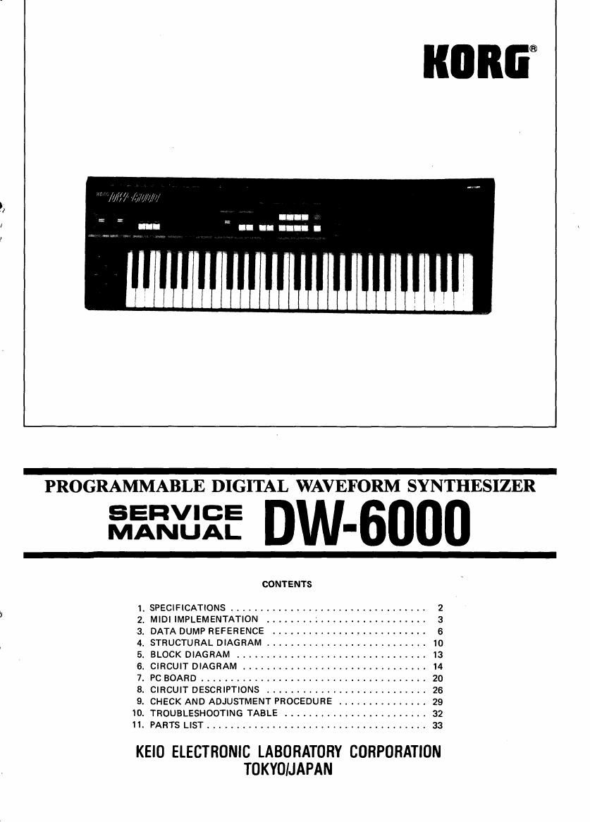 KORG DW 6000 SERVICE MANUAL