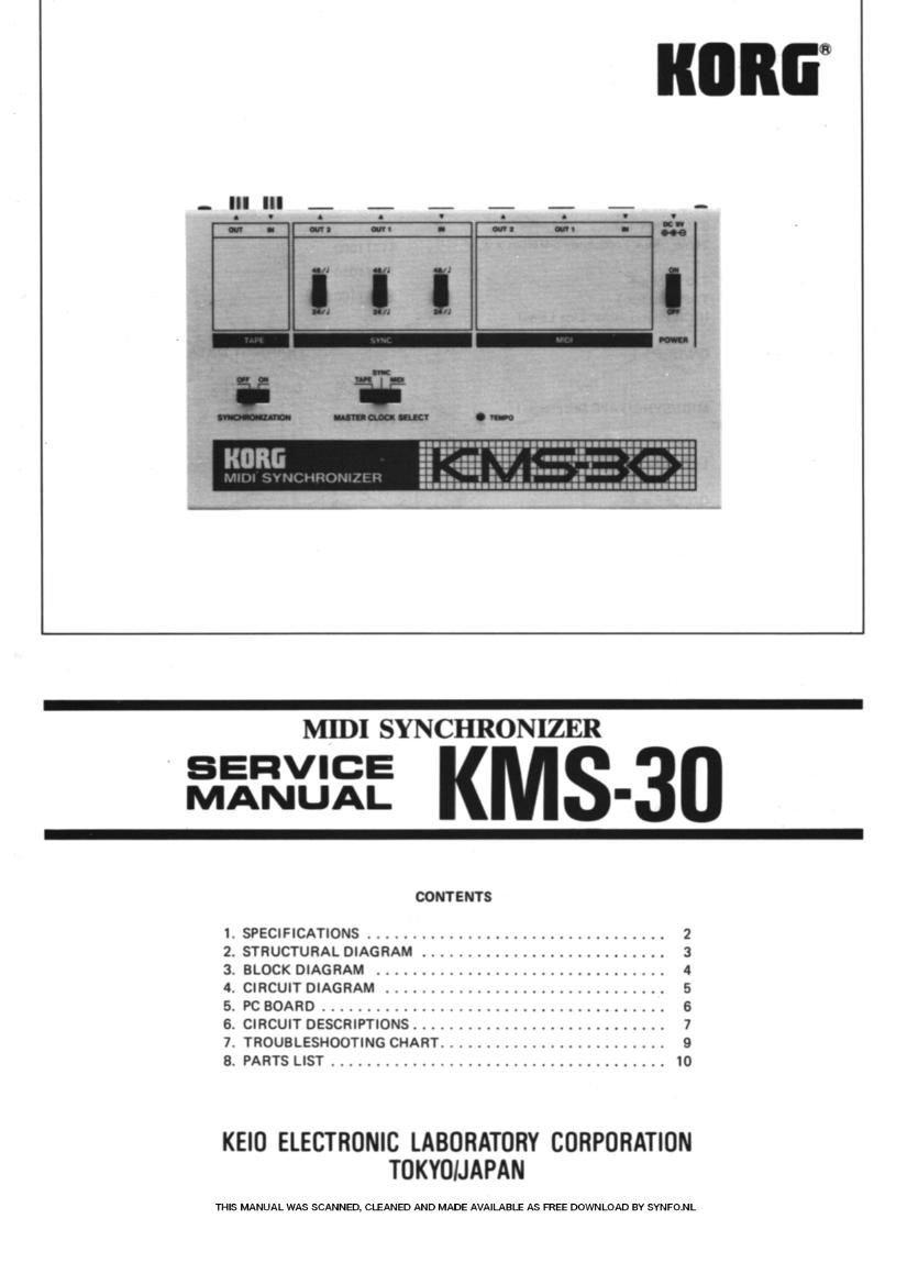 KORG KMS 30 SERVICE MANUAL