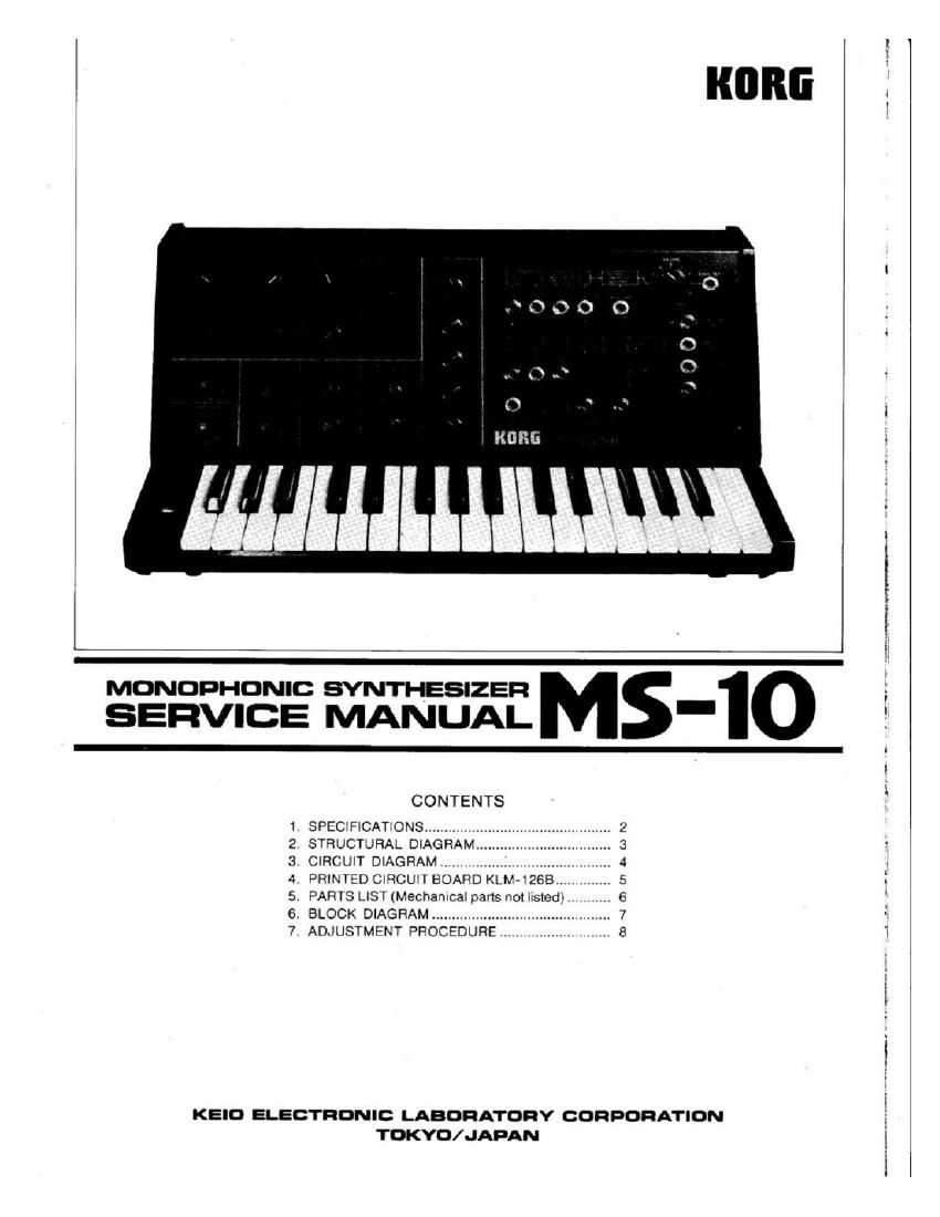 KORG MS 10 SERVICE MANUAL