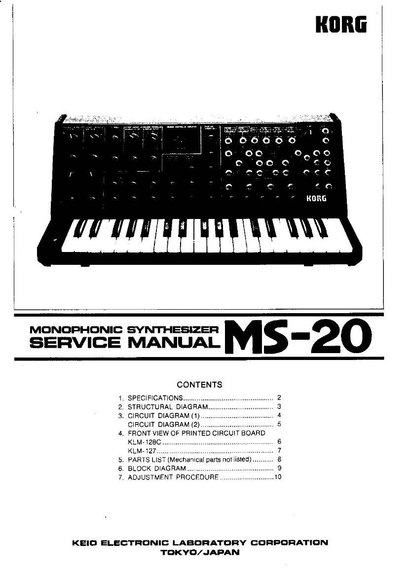 KORG MS 20 SERVICE MANUAL