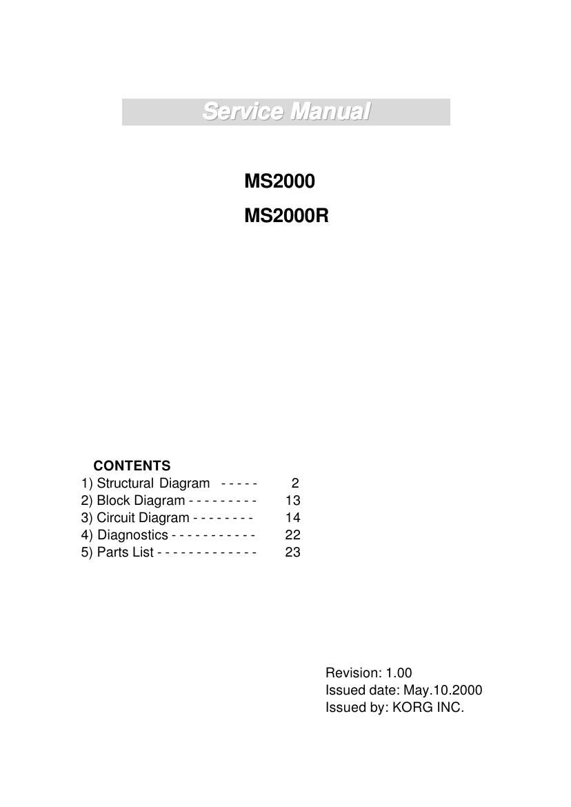 KORG MS2000 SERVICE MANUAL