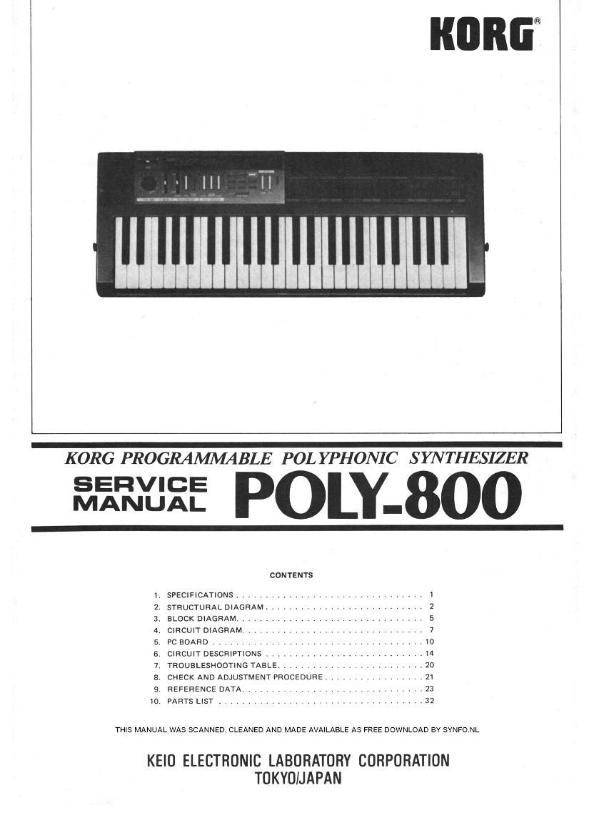 KORG POLY 800 SERVICE MANUAL