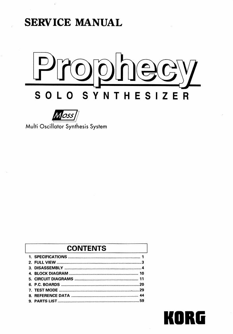 KORG PROPHECY SERVICE MANUAL