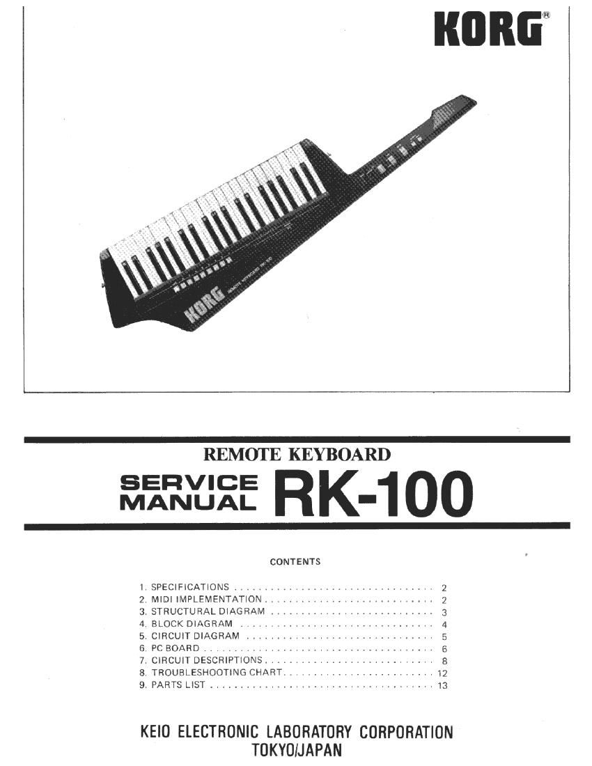 KORG RK 100 SERVICE MANUAL