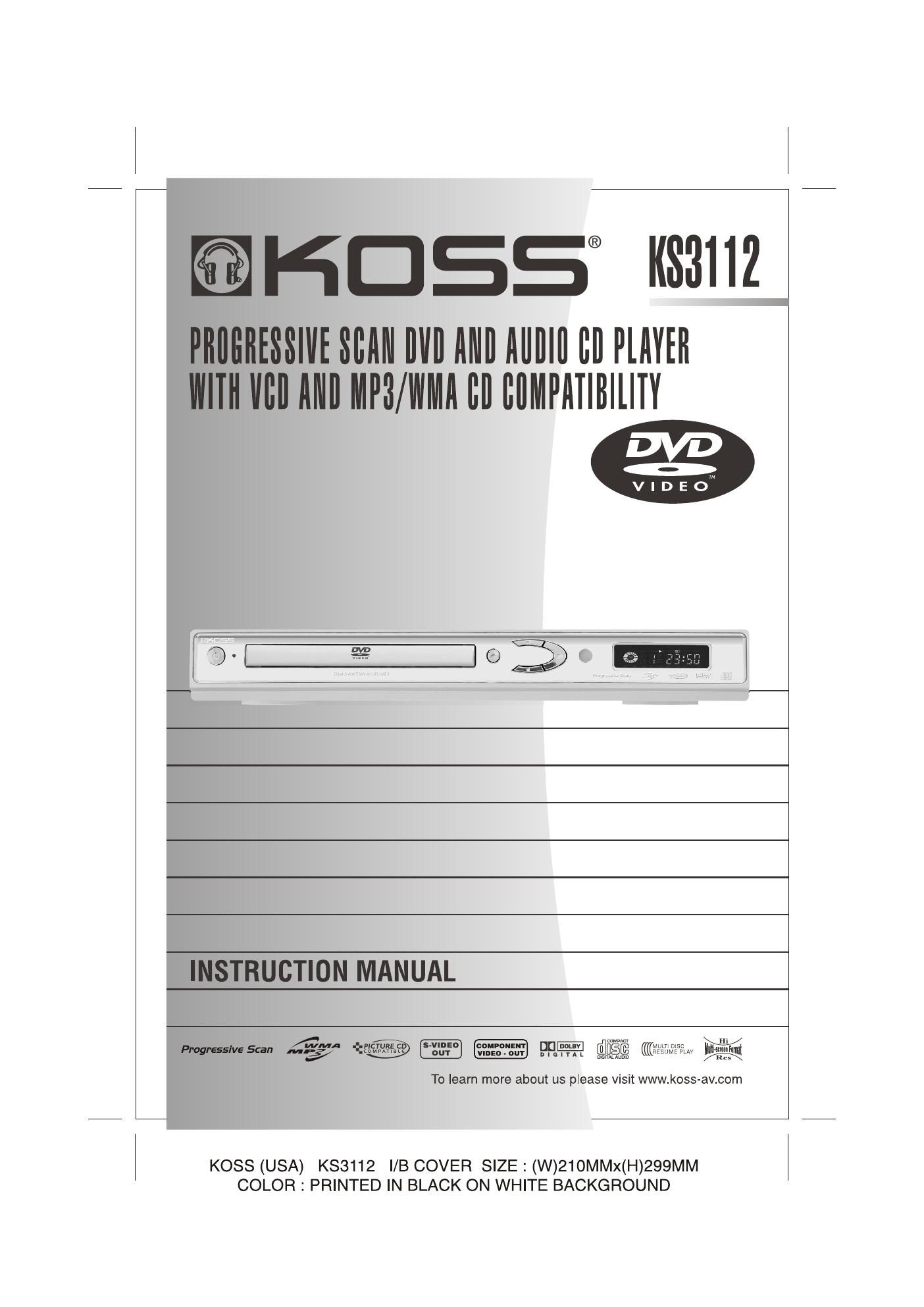 koss ks 3112 owners manual