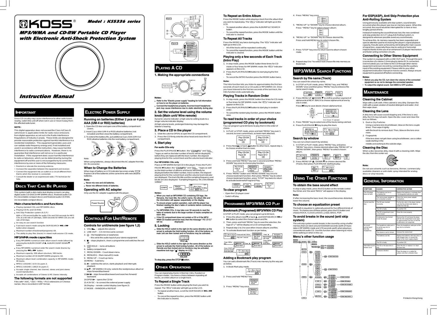 koss ks 5336 owners manual