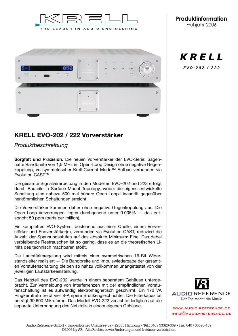 Krell Evolution 202 Brochure 2