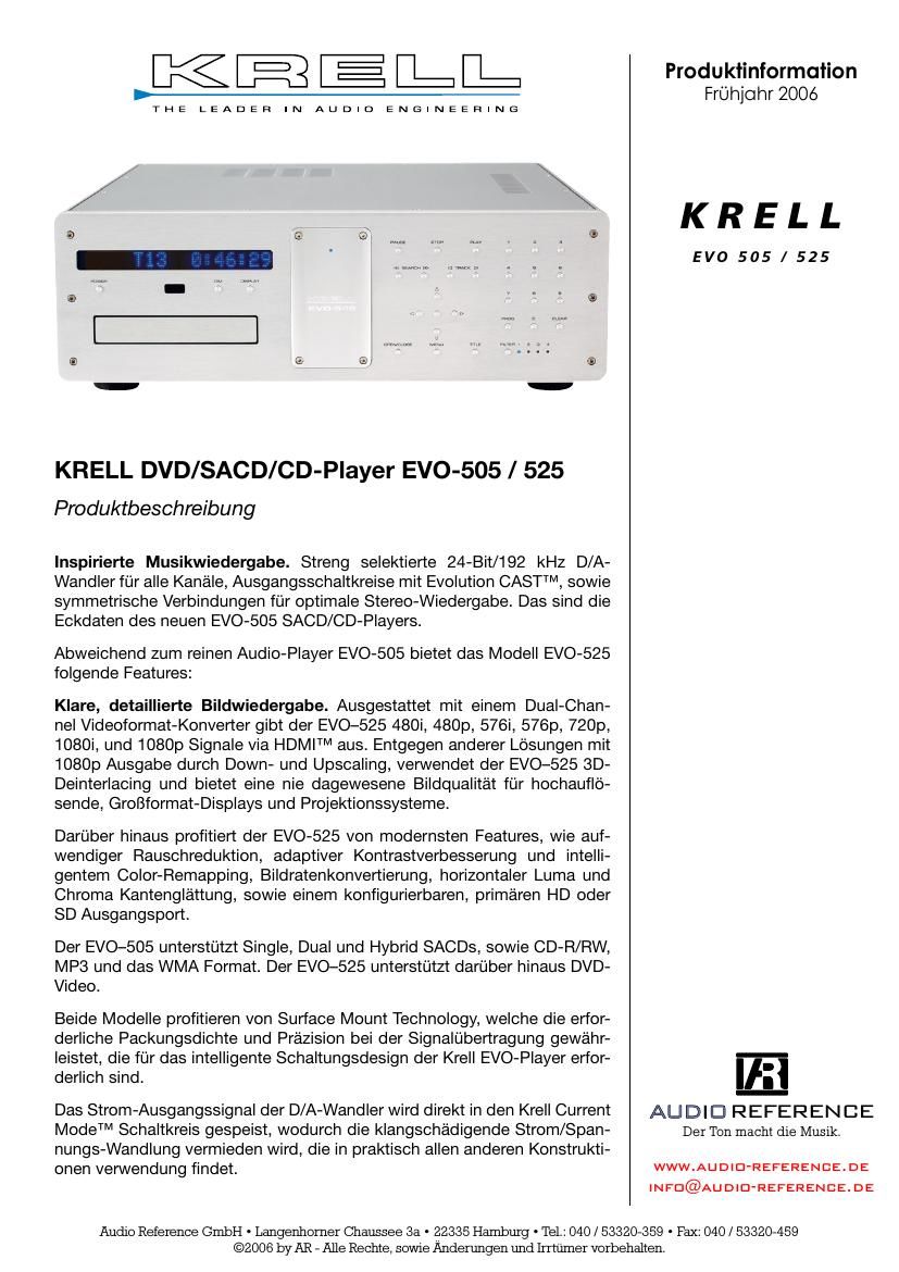 Krell Evolution 525 Brochure