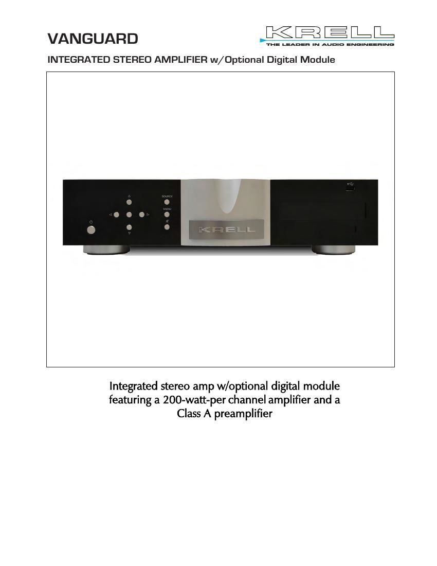 Krell Vanguard Dig Vanguard Brochure