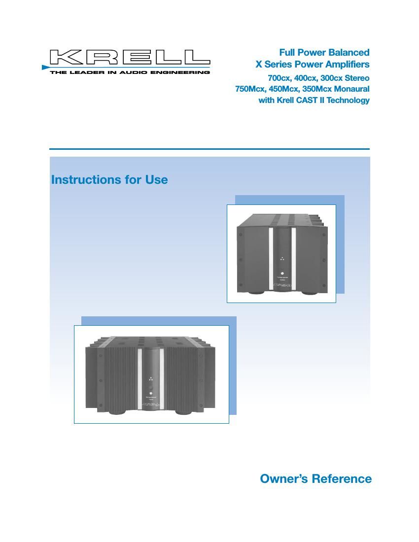 krell 350 mcx owners manual