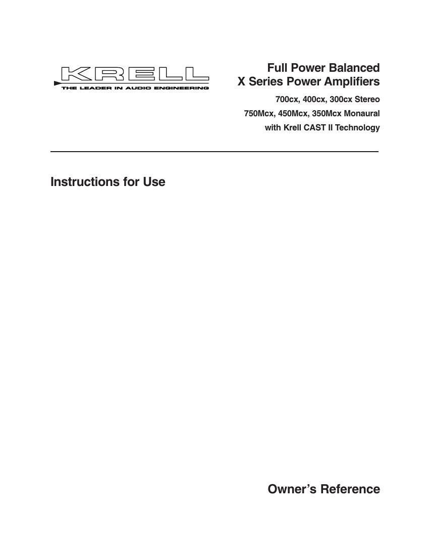 krell 450 mcx owners manual