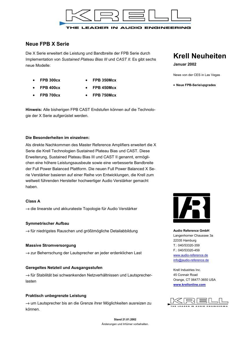 krell fpb 350 cx brochure