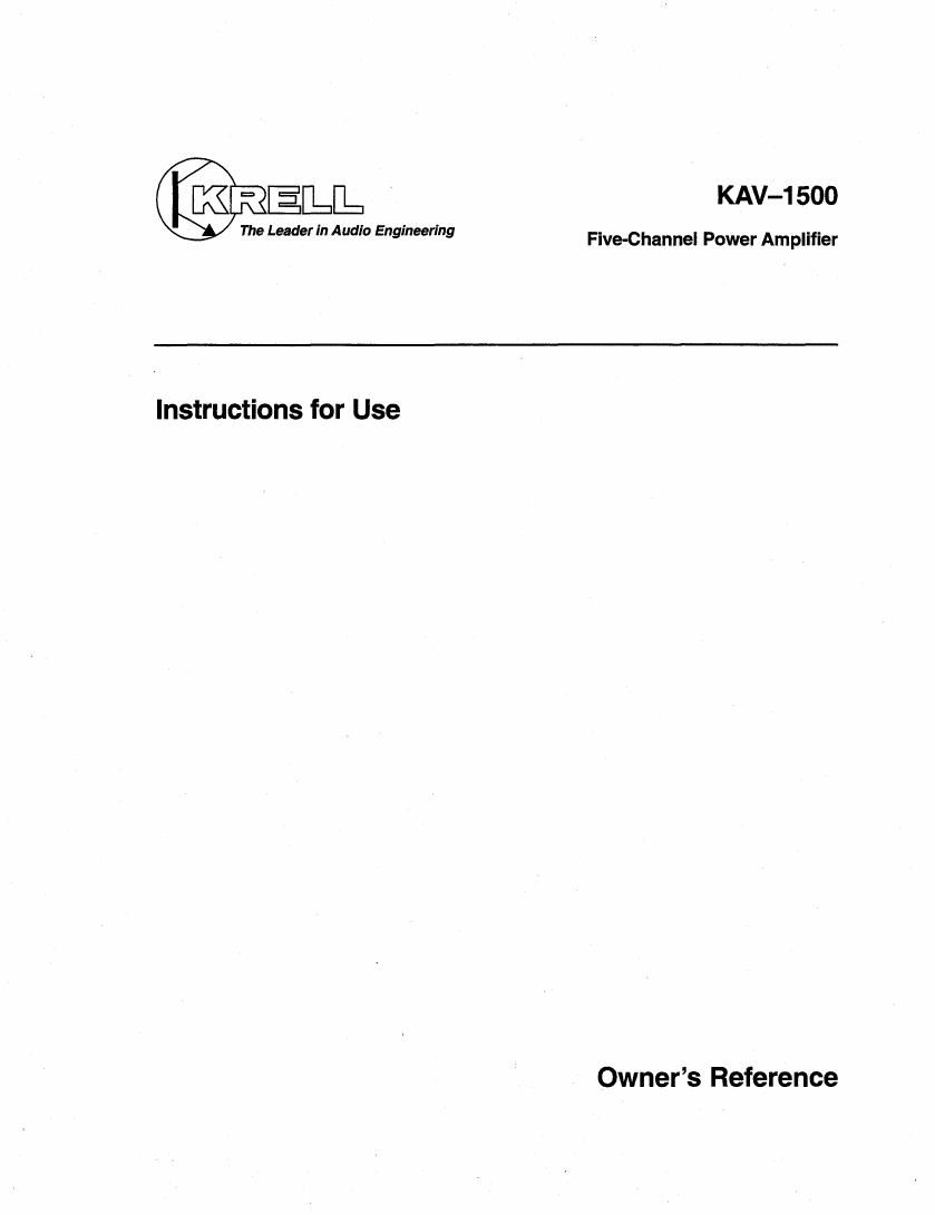 krell kav 1500 owners manual