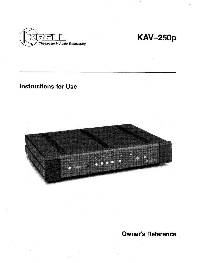 krell kav 250 p owners manual