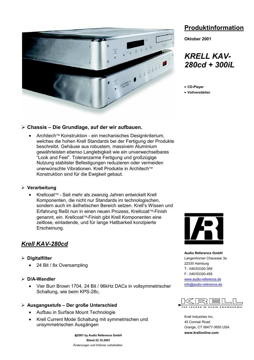 krell kav 280 cd brochure