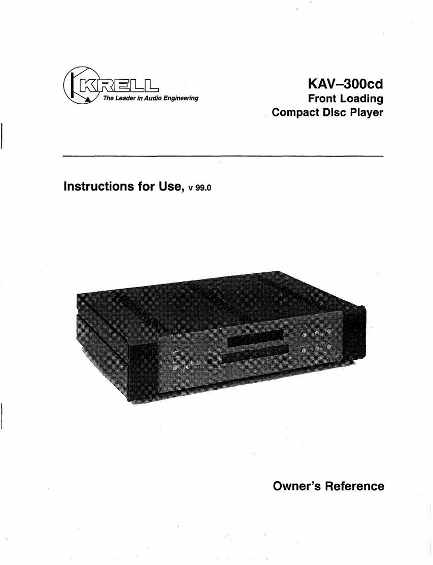 krell kav 300 cd owners manual