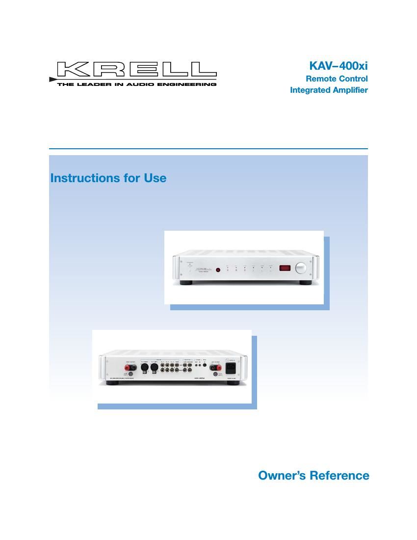 krell kav 400 xi owners manual