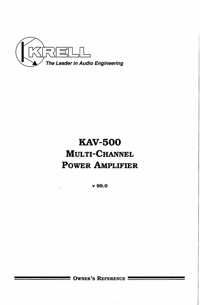 krell kav 500 owners manual