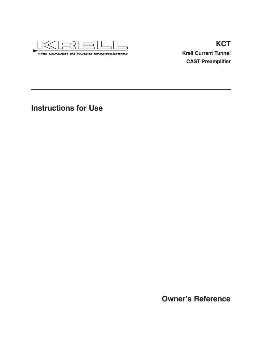 krell kct owners manual