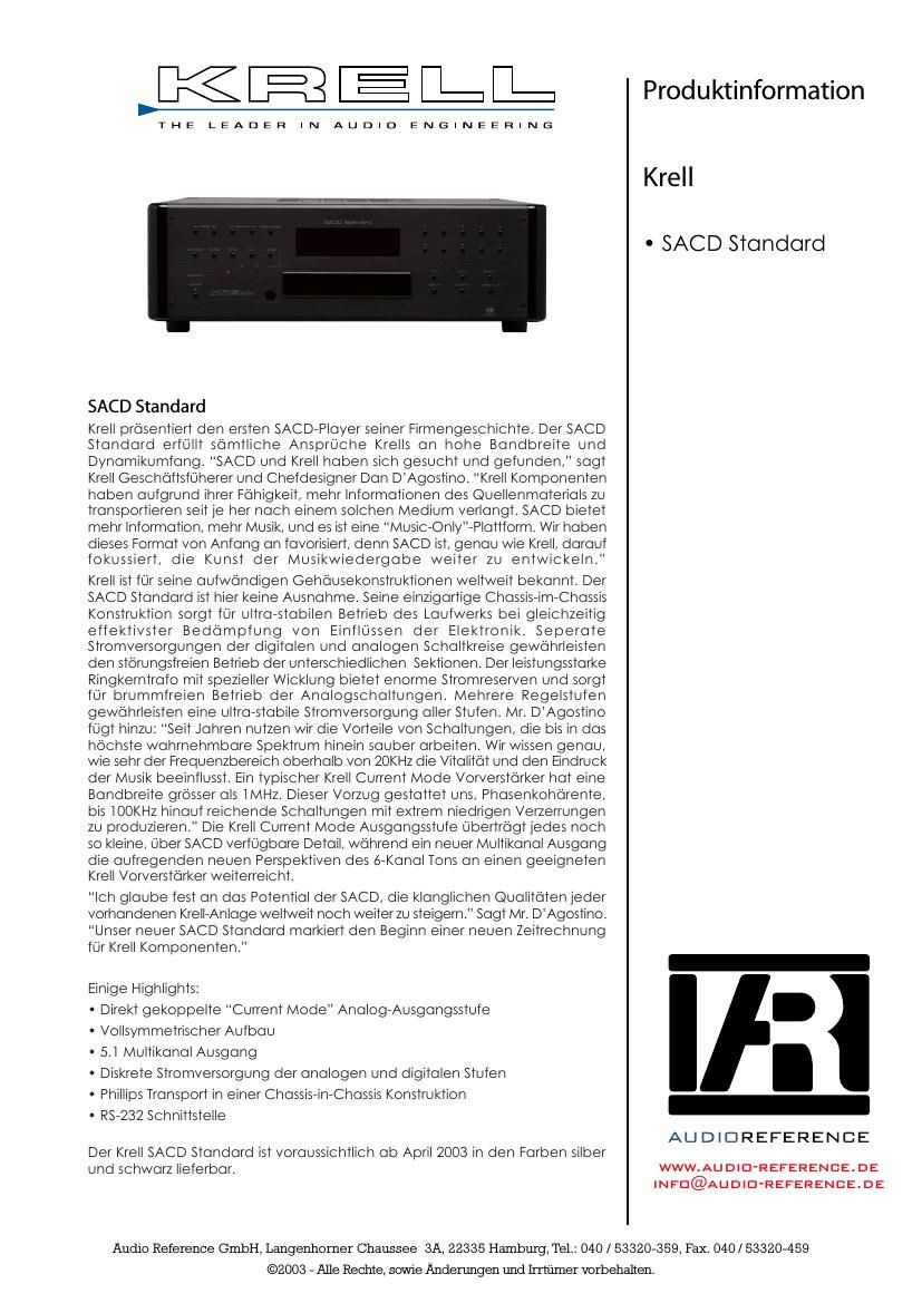 krell sacd standard brochure