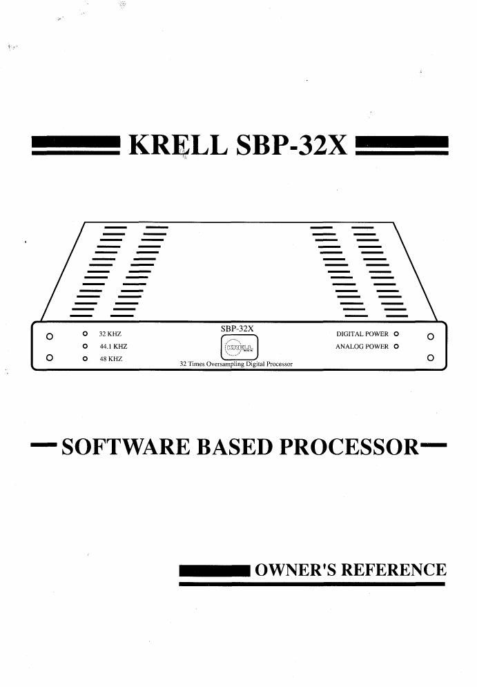 krell sbp 32 x owners manual