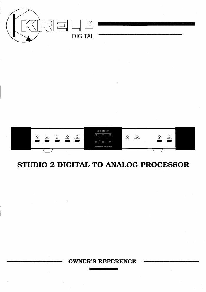 Krell Studio 2 Owners Reference