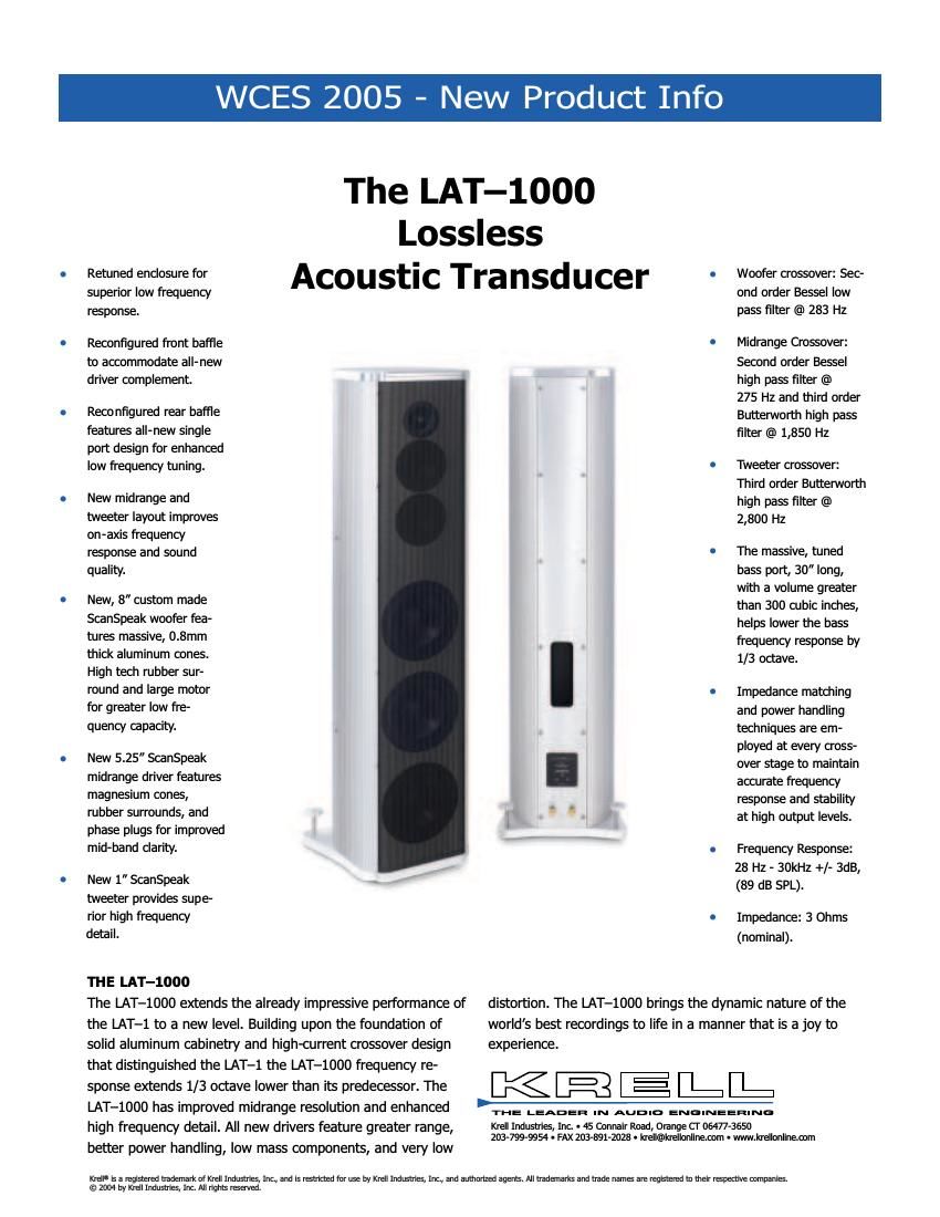 krell lat 1000 brochure