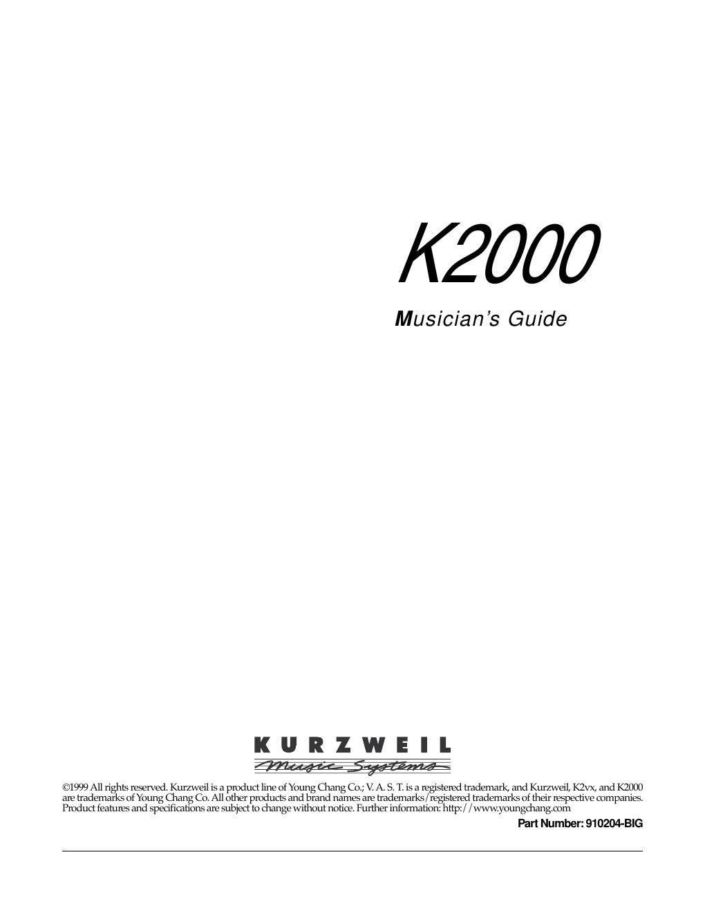 kurzweil k2000 musicians guide