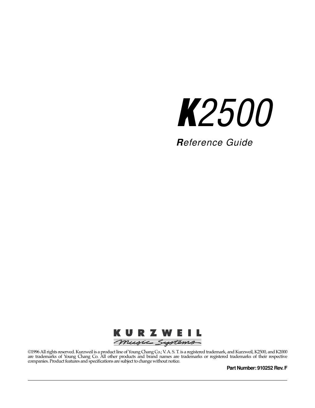 kurzweil k2500 owner manual