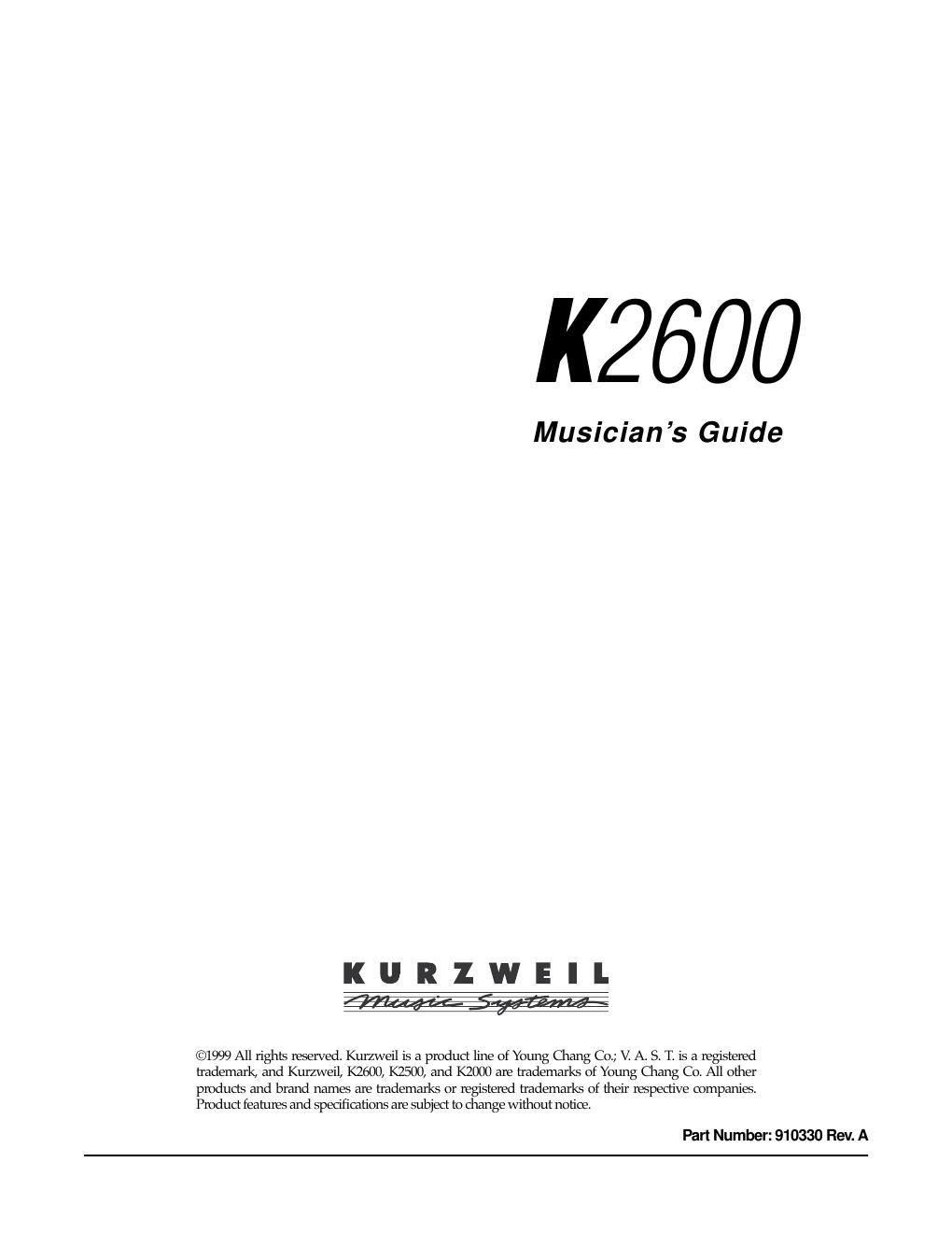 kurzweil k2600 musician guide