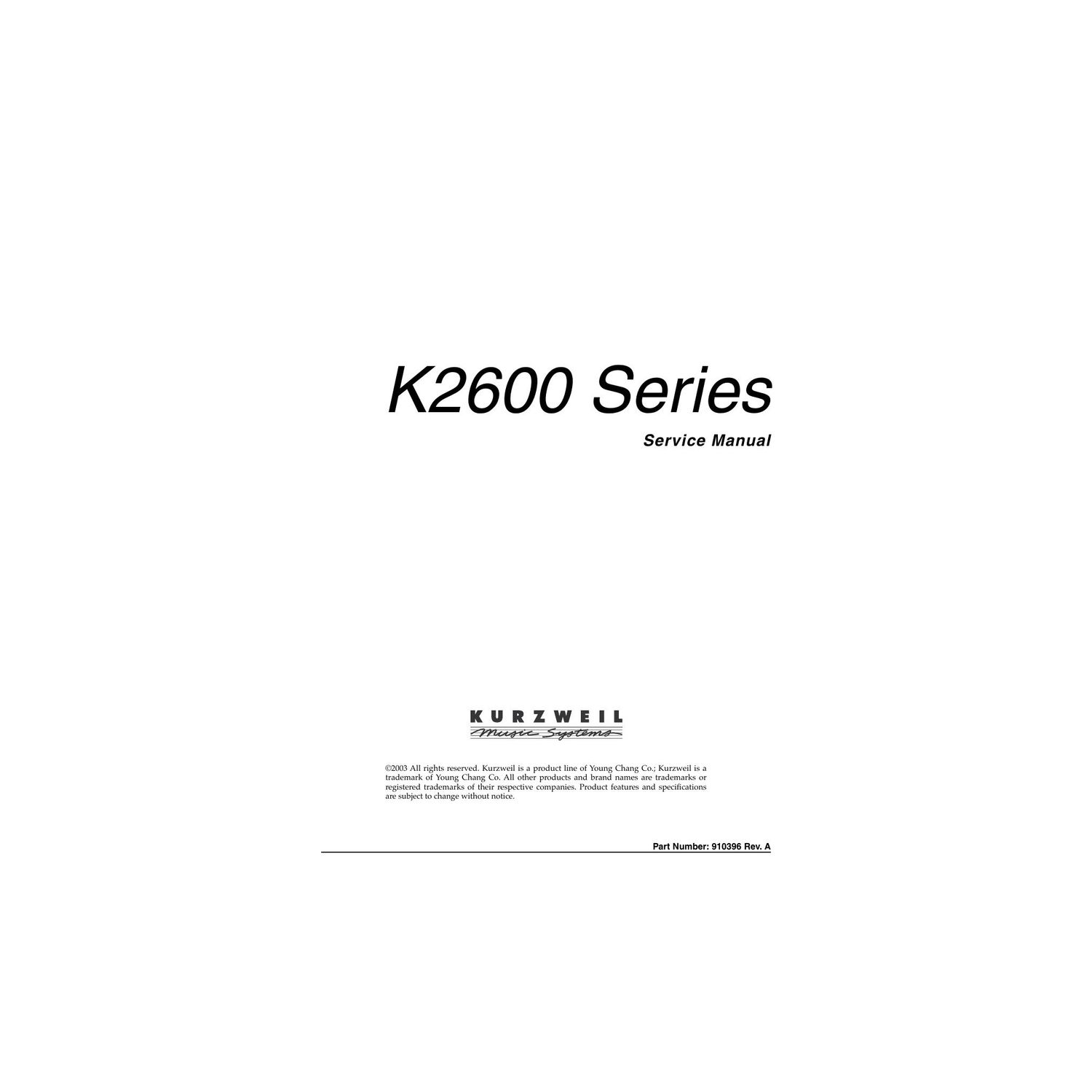 kurzweil k2600 service manual