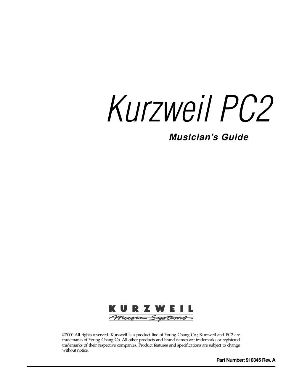 Kurzweil PC2 musicians guide