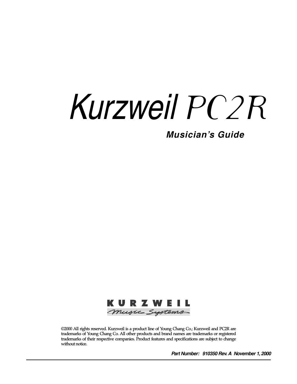 kurzweil pc2 r owner manual