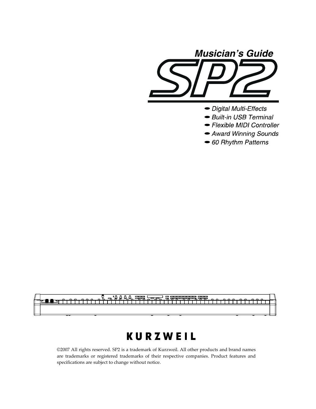 kurzweil sp2x owner manual