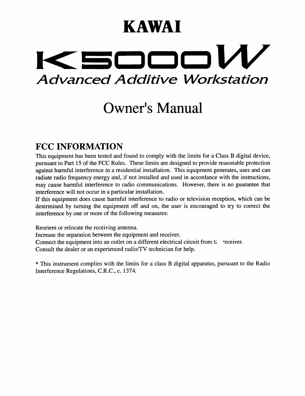 kawai k 5000 w owner manual