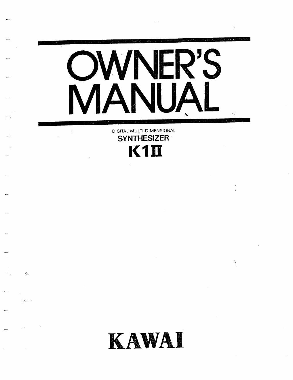 kawai k1 ii synthesizer owner manual