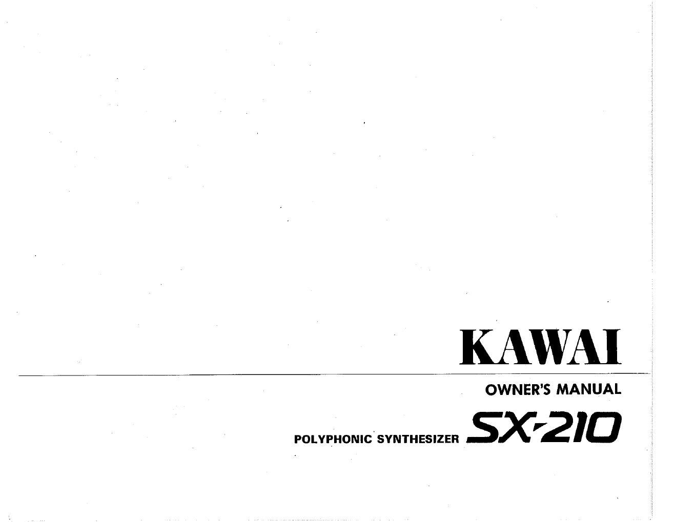 kawai sx 210 owner manual