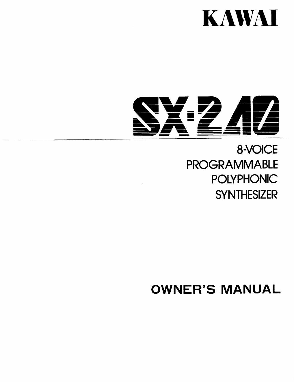 kawai sx 240 owner manual
