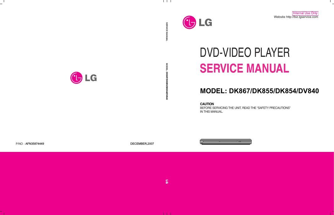 lg dk 854 service manual