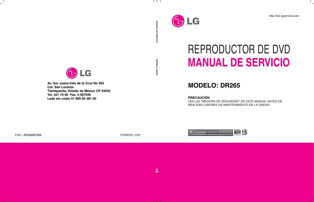 lg dr 265 service manual