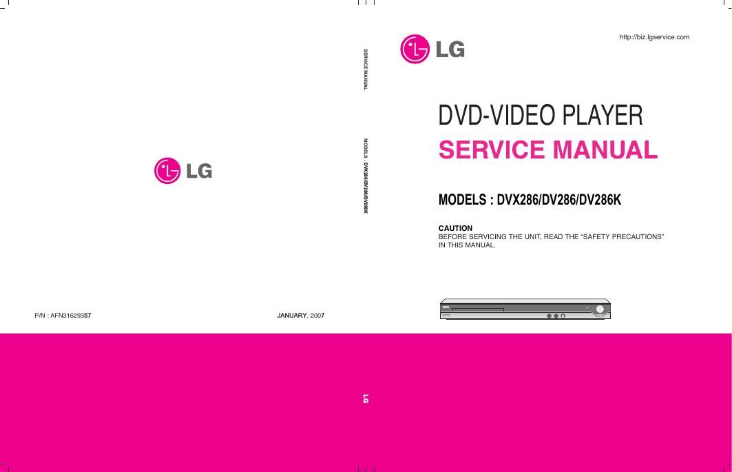 lg dv 286 k service manual