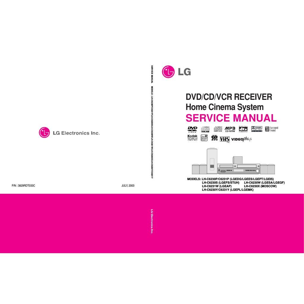lg lhc 6231 service manual