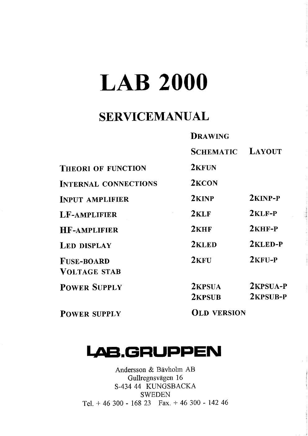 labgruppen lab 2000 service manual